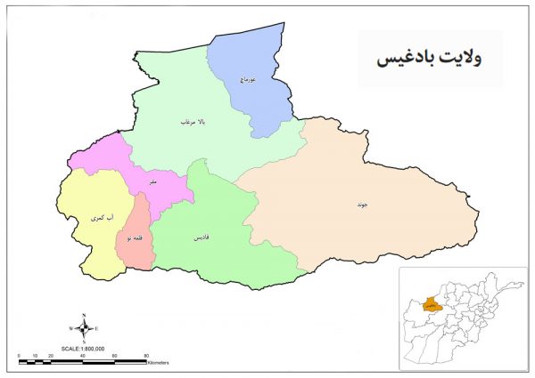 (Badghis Districts Maps) دبادغیس ولایت او ولسوالیو نقشه